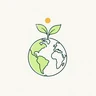 AI-generated illustration AI-generated illustration of a globe with a seedling and a small sun